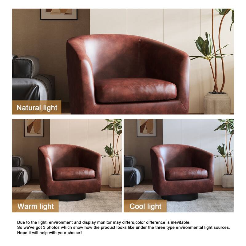 Round Barrel Armchair 360-Degree Swivel Accent Chairs