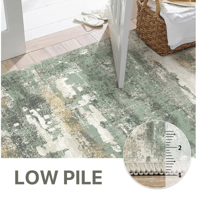 Mcow Abstract Collection Low Pile Machine Washable Non-Slip Area Rug