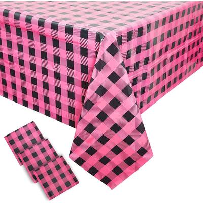 Buffalo Plaid Table Covers for Girl Baby Shower (54 x 108 In, 3 Pack)