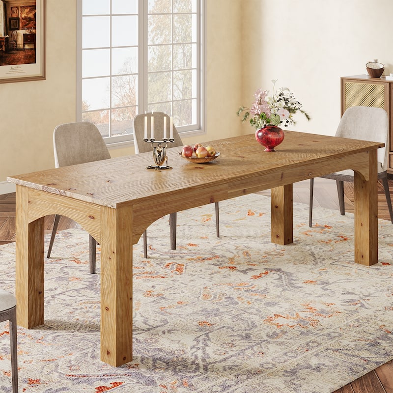 Solid Wood Dining Table, 78.7" Long Rectangular Kitchen Table for 6-8 People - 27.56" D x 78.74" W x 29.53" H