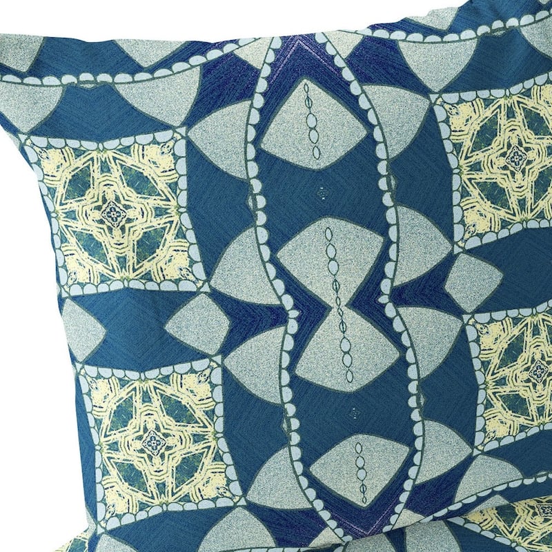 HomeRoots Set of Two 16" X 16" Blue and Green Blown Seam Eclectic Indoor Outdoor Throw Pillow - 16.00' X '16.00' X '5.00