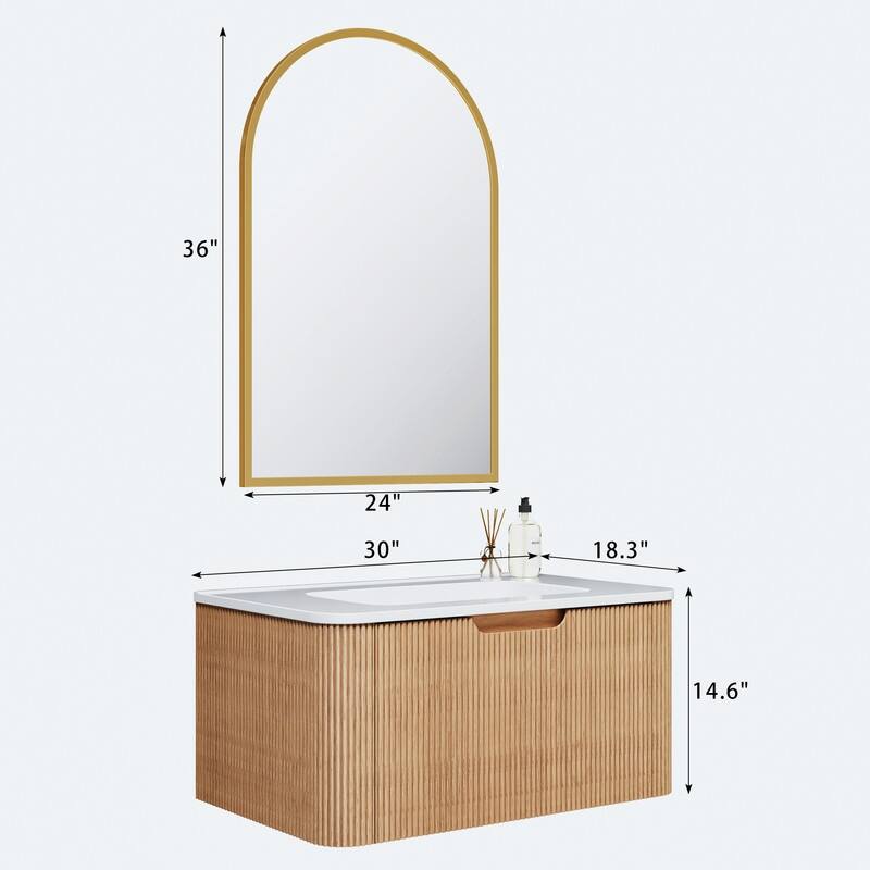 Bathroom Vanity with Top Sink Freestanding Vanity Set with Mirror