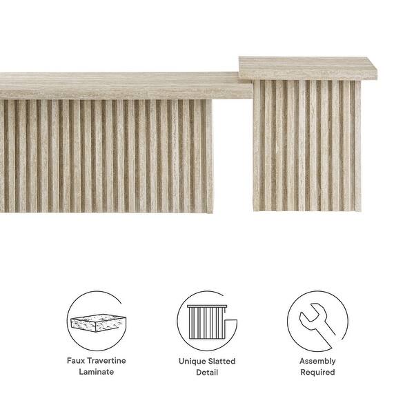 Render Nesting Faux Travertine Coffee Tables Set of 2