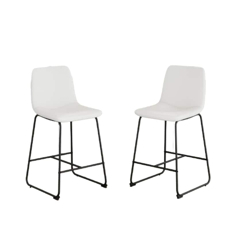 Set of 2 Comfy Brown Suede Bar Stools 37 Inch Tall Retro Industrial Design for Home Cafe