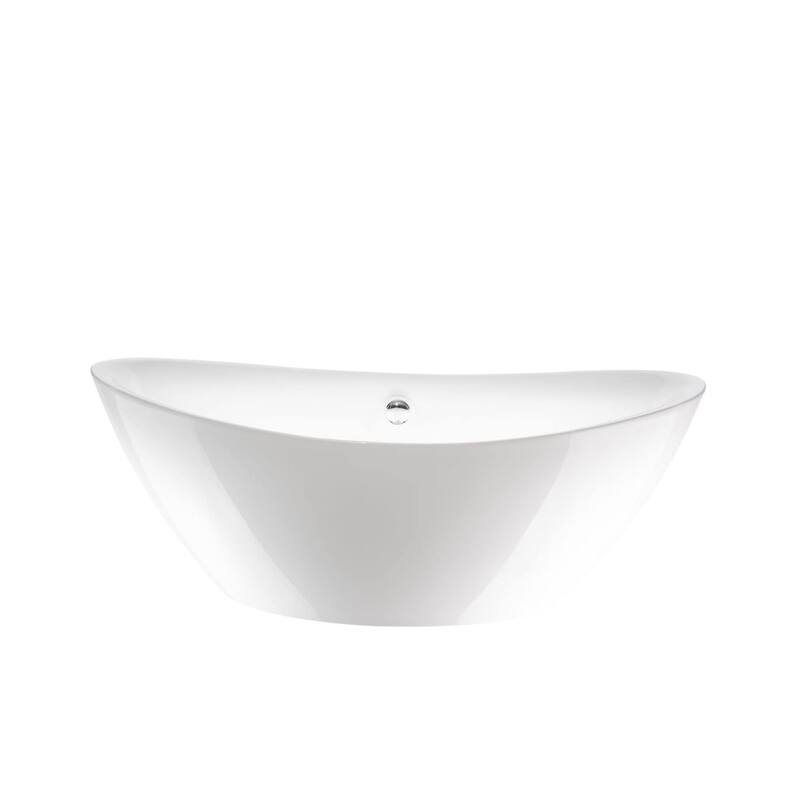 Vanity Art 71" Freestanding Acrylic Soaking Bathtub with Slotted Overflow & Pop-up Drain