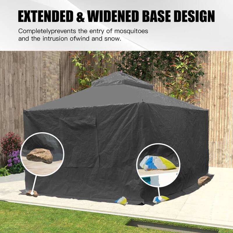 Domi 8' x 8' Universal Winter Gazebo Cover, All Season Waterproof Enclosed Cover with Sidewalls & Ventilated Mesh Windows, White