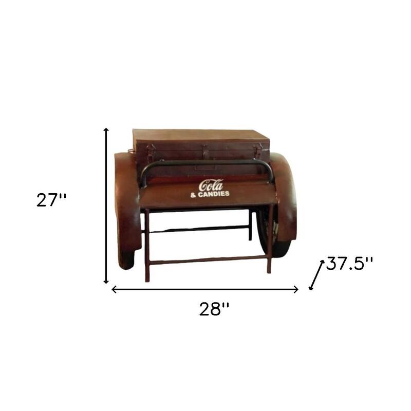 HomeRoots 27" Maroon Steel End Table - 28' X '27' X '37.5