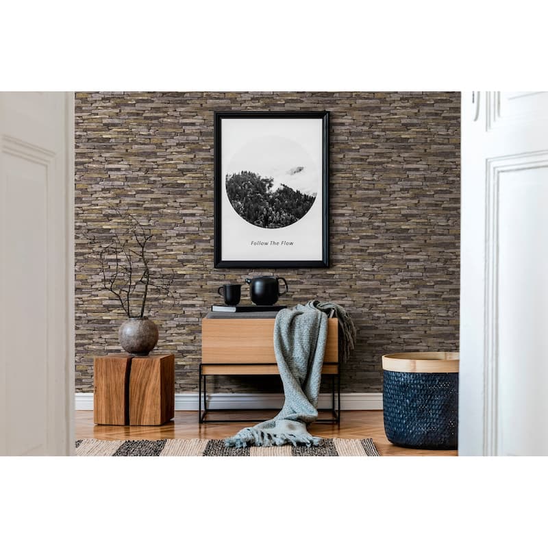 Galerie Wallcoverings Bricks and More Collection Rocky Retreat Motif Matte Finish Vinyl on Non-woven Wallpaper Roll