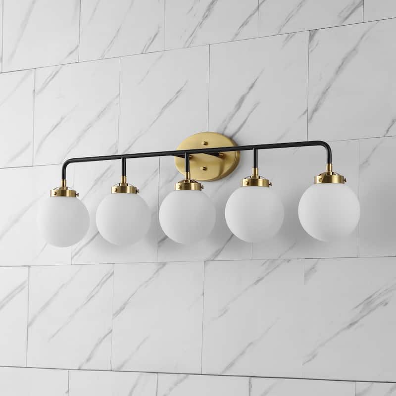 Bevin Contemporary Transitional Iron/Glass LED Vanity Light, by JONATHAN Y