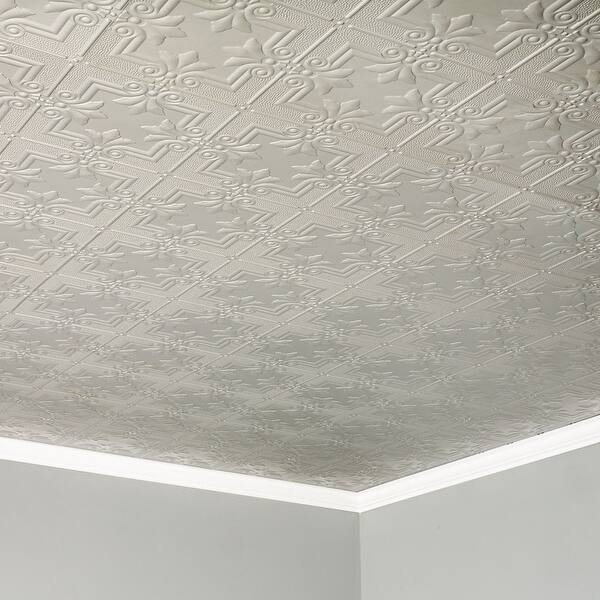 Fasade Regalia Decorative Vinyl 2ft x 4ft Glue Up Ceiling Tile in ...