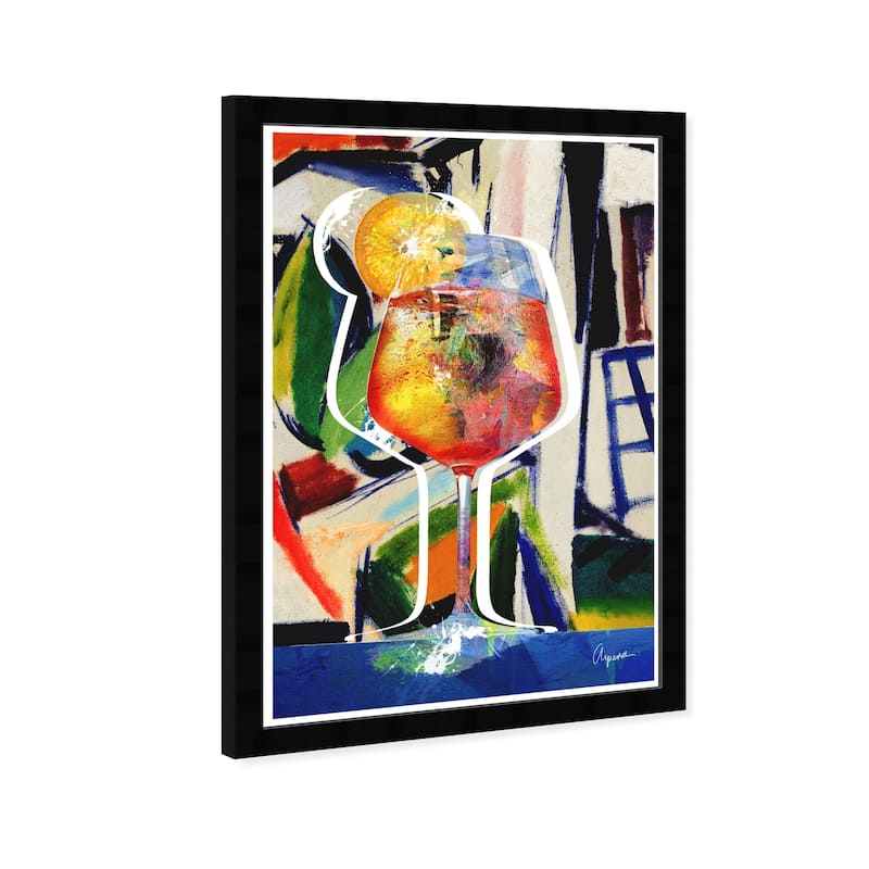 Wynwood Studio Prints Drinks and Spirits Aperol Cubist Blue and Modern & Contemporary Wall Art Canvas Print