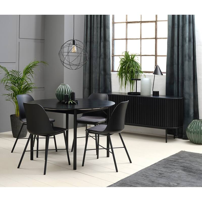Rye Studio Contemporary Black Oak Sideboard with Sliding Doors - 17.75"W x 63"L x 28.75"H