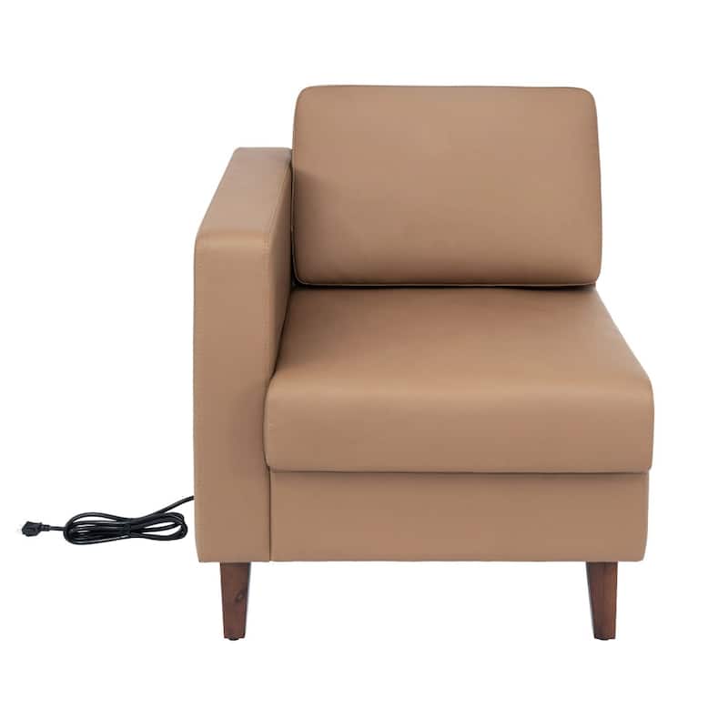 Commercial Modular Left Arm Chair with AC/USB/USB-C Chargers - 28.25"W x 31.5"D x 31.75"H