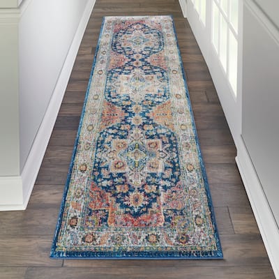 Porch & Den Grimmett Vintage Blue/Multicolor Persian Area Rug