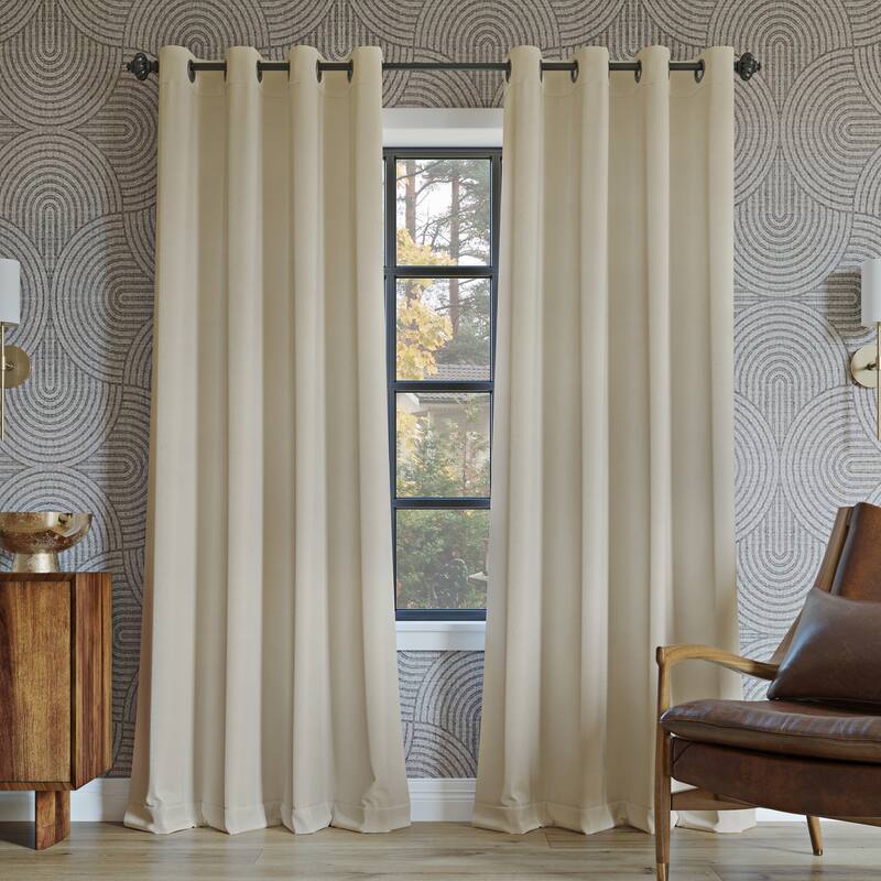 Sun Zero Oslo Theater Grade Extreme Total Blackout Grommet Curtain Panel, Single Panel - 52" x 84" - Cream