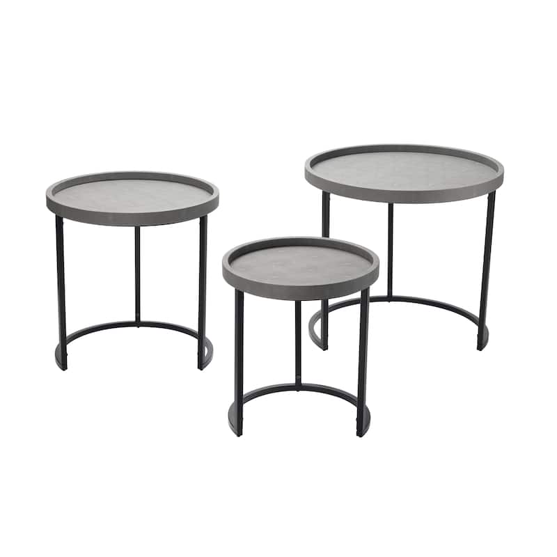 Alden Décor Holden Faux Shagreen Nesting Tables (Set of 3) - Grey - MDF