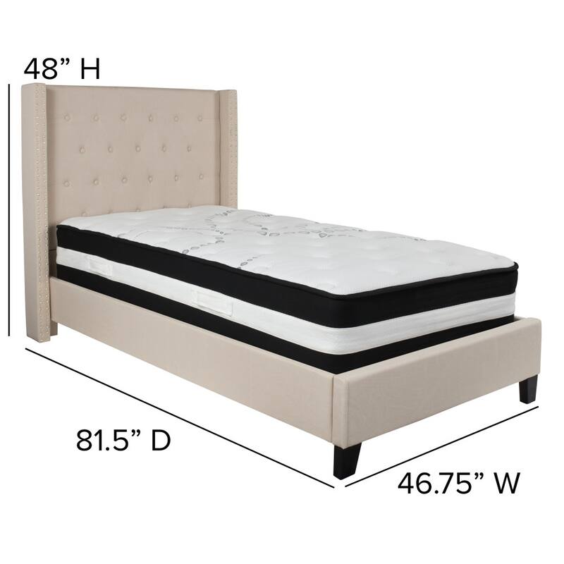 Tufted Upholstered Platform Bed with Pocket Spring Mattress