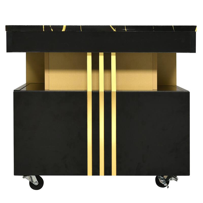 Modern Coffee Table Luxury Living Room Center Table with 2 Drawers and Casters, for Living Room, White