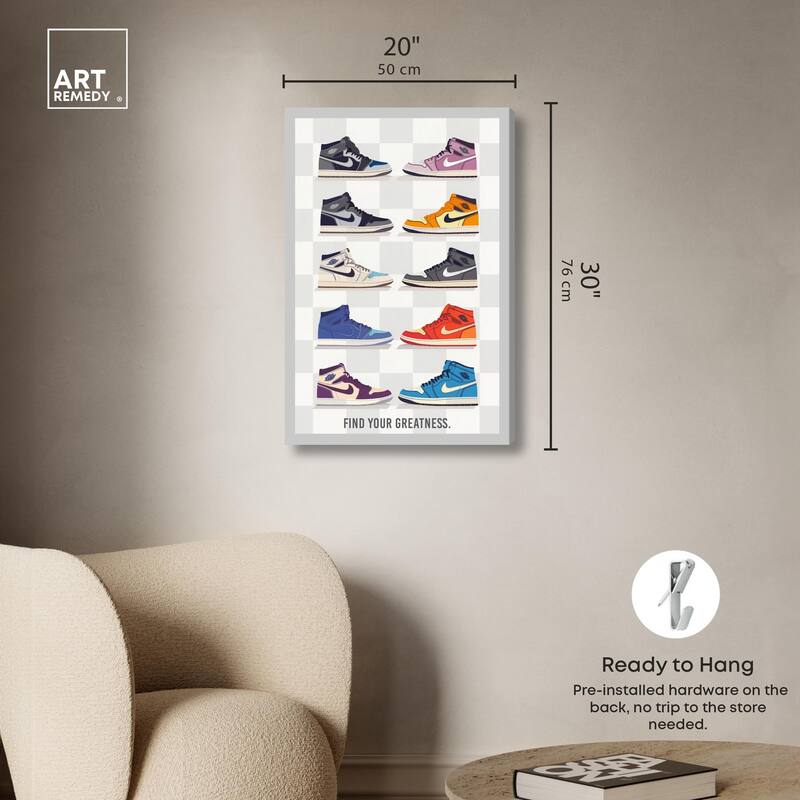 Find Your Greatness Sneakers Canvas by Art Remedy, Gallery Wrapped