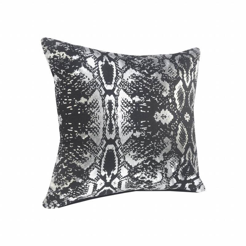 HomeRoots 20" X 20" Black And Silver 100% Cotton Animal Print Zippered Pillow