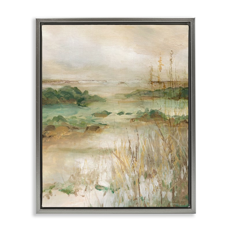 Stupell Abstract Marshland Pond Framed Floater Canvas Wall Art Design By Carol Robinson - 25 x 31 - Grey