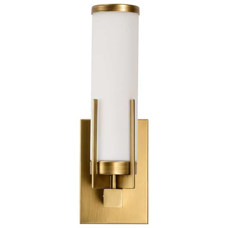 Roselle 1 Light Vanity Natural Brass with White Glass - Natural Brass