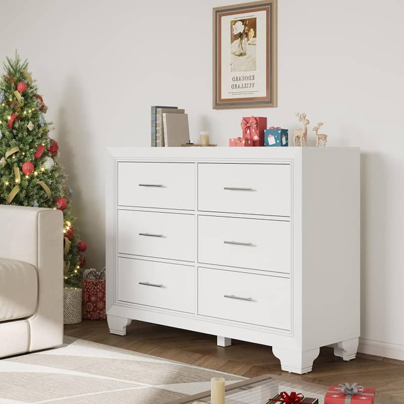 Modern Wood 6 Drawer Dresser