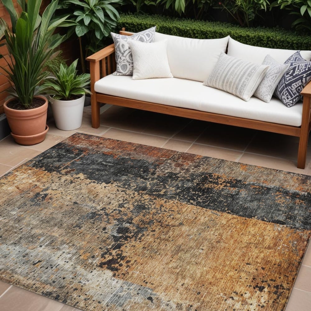 HomeRoots Abstract Transitional Rectangle Outdoor Rug