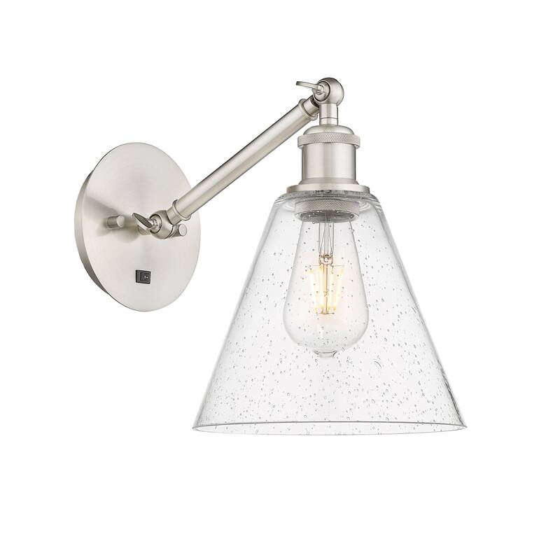 Innovations Lighting 317-1W-14-8 Berkshire Sconce Berkshire 14" Tall - Brushed Satin Nickel / Seedy