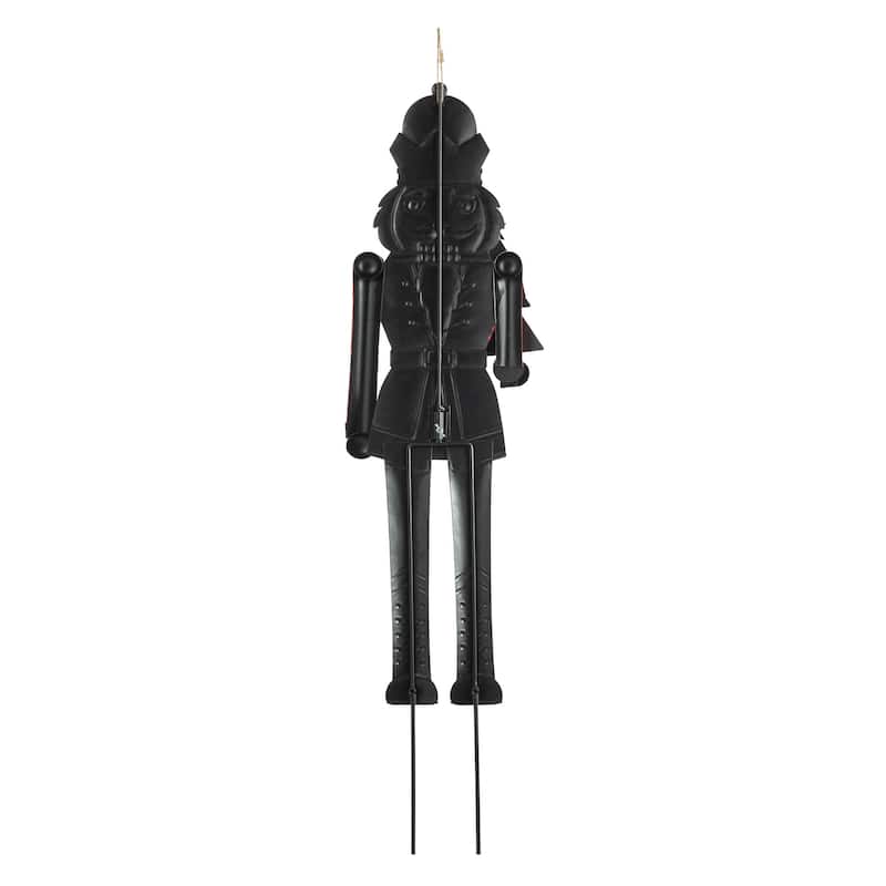 Glitzhome Christmas Metal Nutcraker Snowman Santa Garden Yard Stakes Wall Decor