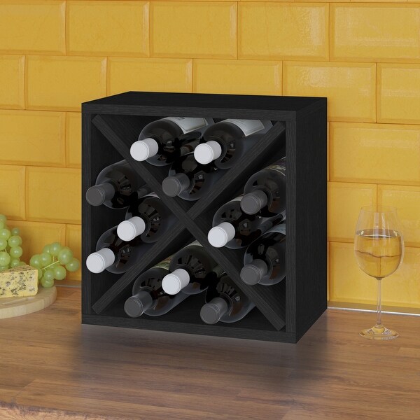 12-Bottle Wine Rack Cube Storage, Black (Tool-Free Assembly and Uniquely Crafted from Sustainable Non Toxic zBoard Paperboard). Opens flyout.