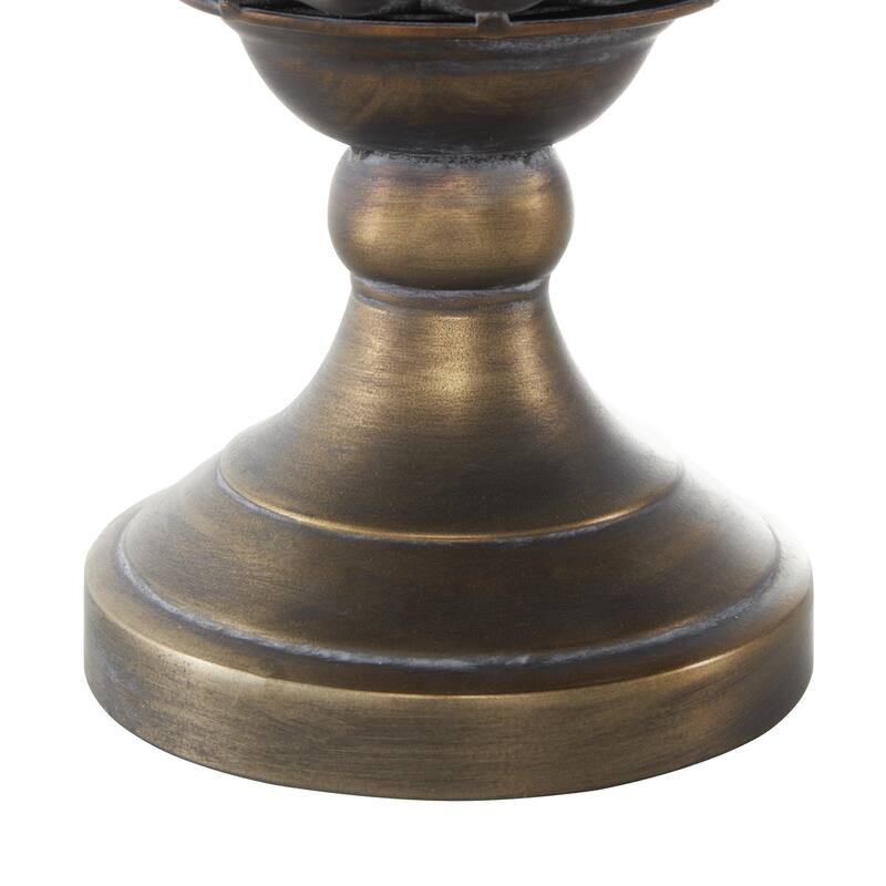 Metal Urn Shaped Decorative Vase with Hammered Details and Cut Outs - Bronze - Roche River Decor