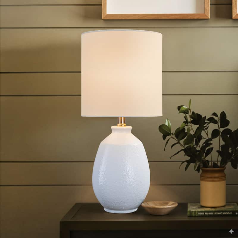 C Cattleya 19in Ceramic Table Lamp with Fabric Linen Shade
