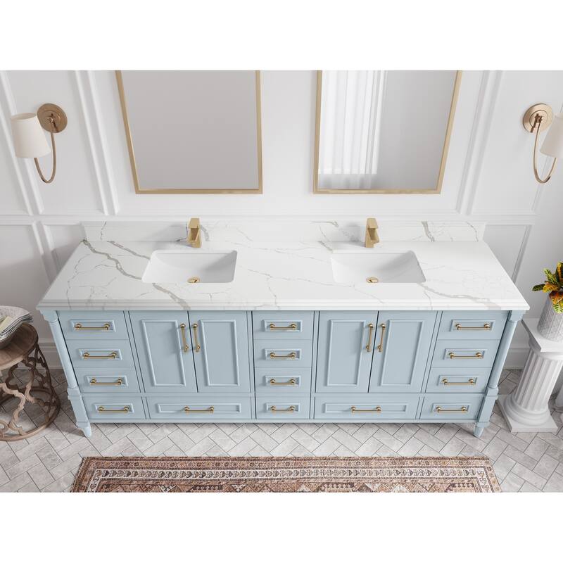 Willow Collections 84 in. W x 22 in. D Aberdeen Double Bowl Sink Bathroom Vanity with Countertop