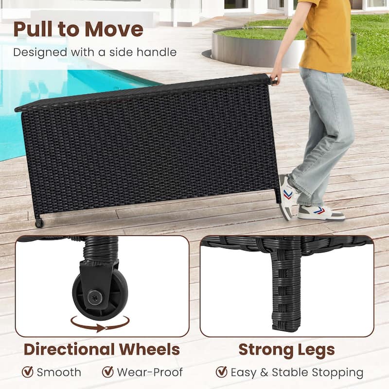 Costway 85 Gallon Rattan Deck Box with Waterproof Liner Universal - See Details