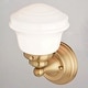 preview thumbnail 11 of 11, Huntley Natural Brass Gold Bathroom Vanity Lighting Fixture, White Schoolhouse Milk Glass Globe Shade, Dimmable, LED Compatible