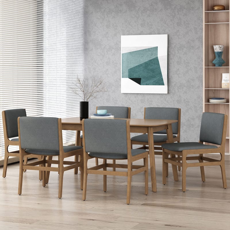 Coston Upholstered Dining Chairs by Christopher Knight Home - Dark Gray/Walnut