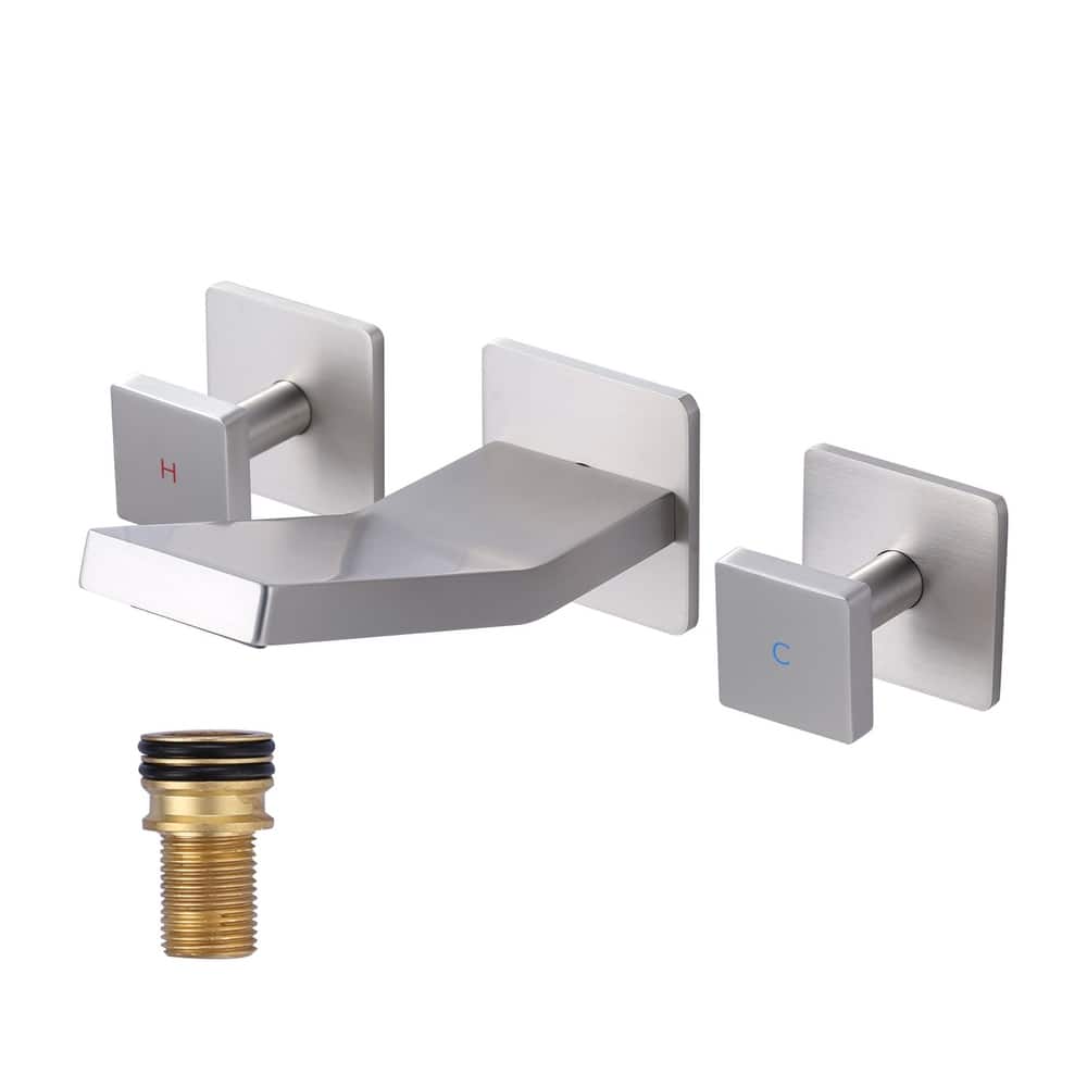 WOWOW Dual- Handle Waterfall Bathroom Wall-mount Faucet in Modern