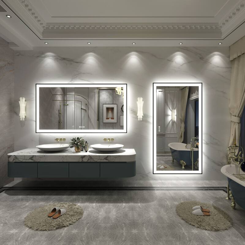 Front & Back LED Anti-Fog Tempered Glass Framed Bathroom/Vanity Mirror 3-Year Warranty