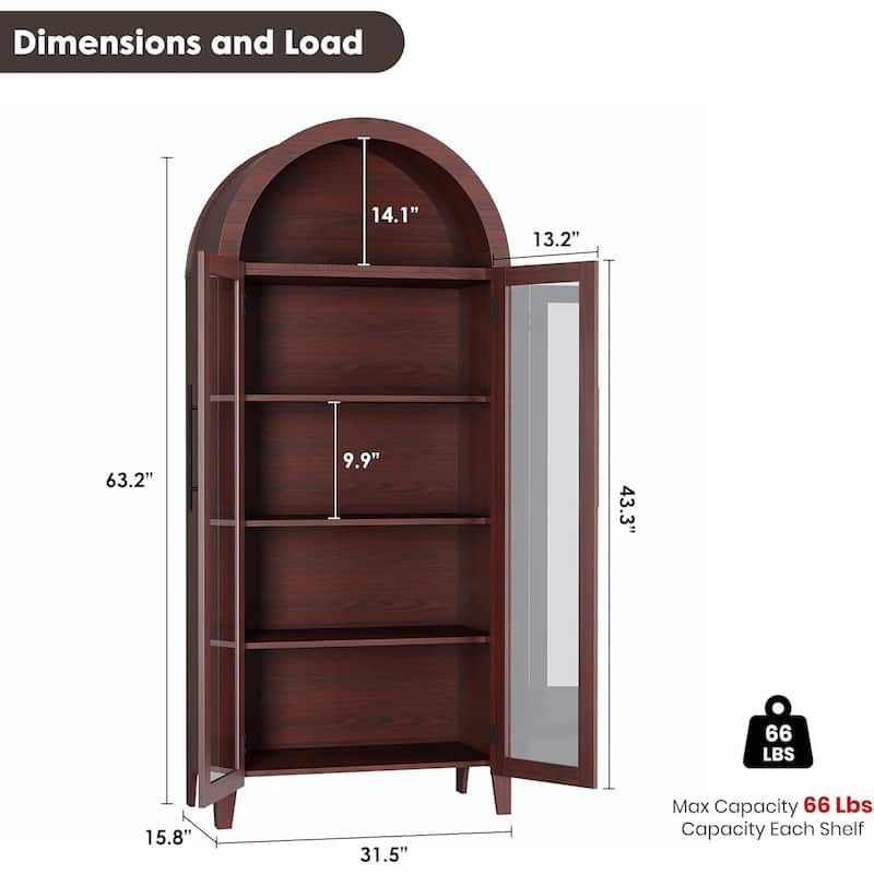 5 Tier Display Book Shelf Arched Kitchen Pantry Storage Cabinet