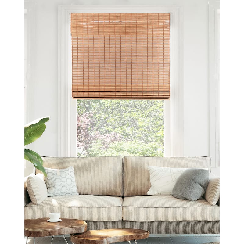 Chicology Light Filtering Cordless Natural Woven Bamboo Window Shade - 39"W X 64"H - Squirrel