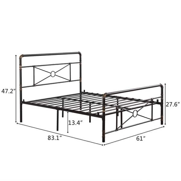 Single-layer Water Pipe Iron Bed Frame with Cross Design - Bed Bath ...