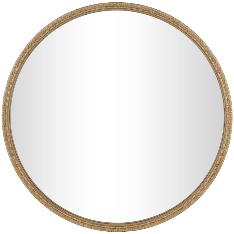 Wooden Leaf Carved Wall Mirror - Brown - Roche River Decor - Brown - 47"W, 47"H