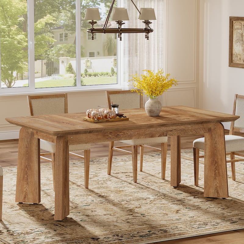 Modern Dining Table for 6 People, 63-Inch Rectangular Farmhouse Kitchen Table with Heavy Duty Legs - 63" L x 31.5" W x 29.53" H - Rustic Brown