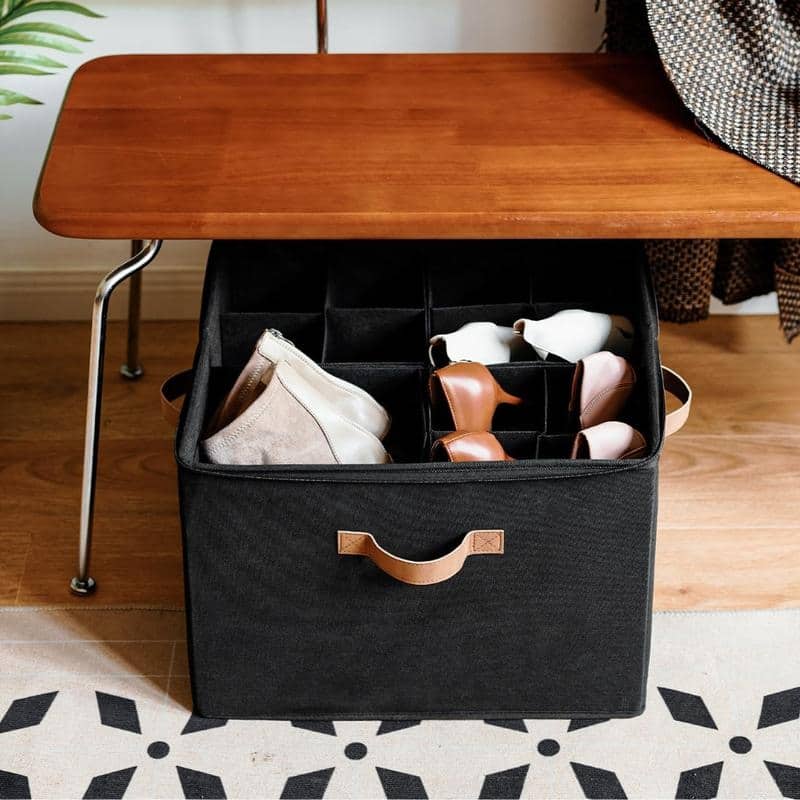 Shoe Organizer,Adjustable Dividers & Clear Cover