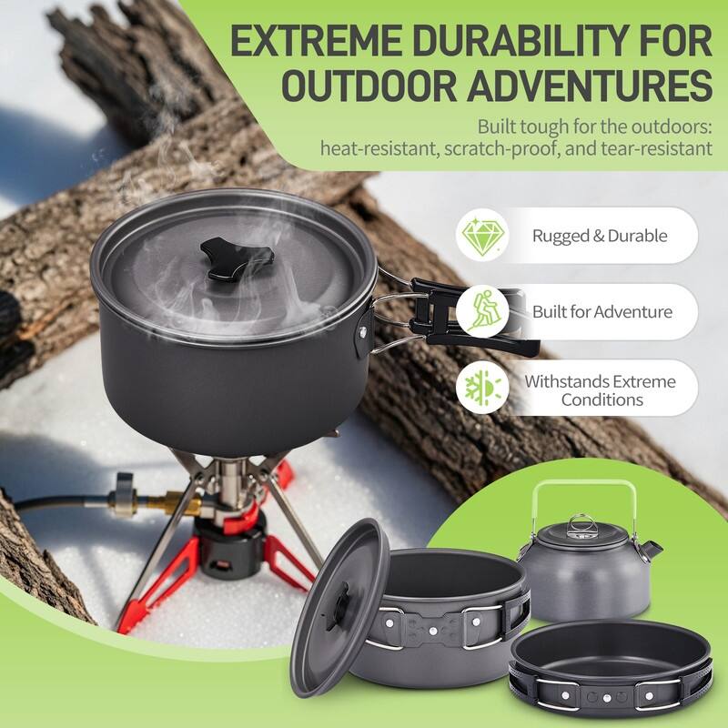 Camping Cookware Set Outdoor Cooking Kit Double Cookware - 10 Pcs