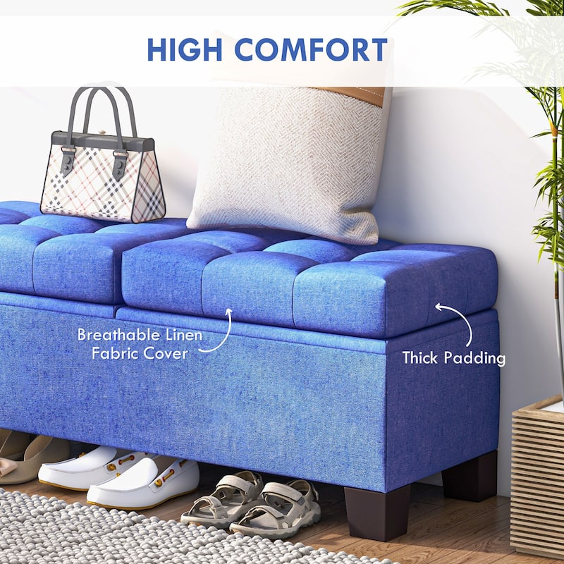 Upholstered Storage Bench with Safety Hinges for Living Room,Entryway,Bedroom