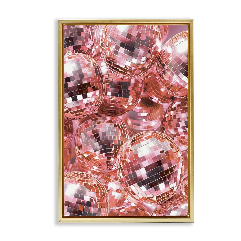 Stupell Pink Disco Ball Pile Framed Floater Canvas Wall Art Design By LSR Design Studio - 17 x 25 - Gold