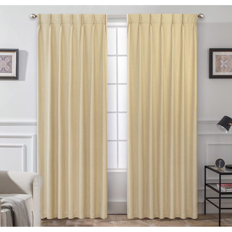 DriftAway Pinch Pleat Faux Linen Textured Blackout Curtains - 52" Width X 96" Length - Beige