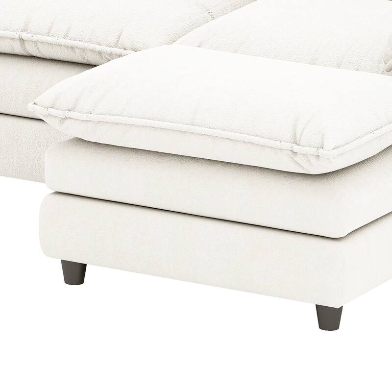 Modern Velvet L Shaped Couch 108" Modular Sectional Sofa with Movable Ottoman